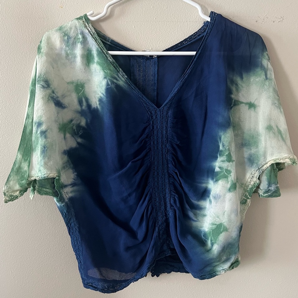 Tie dye sheer crop shirt